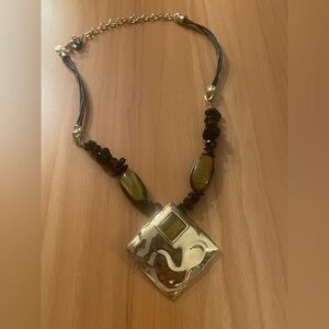 Chico's Gold  and Brown Statement Necklace